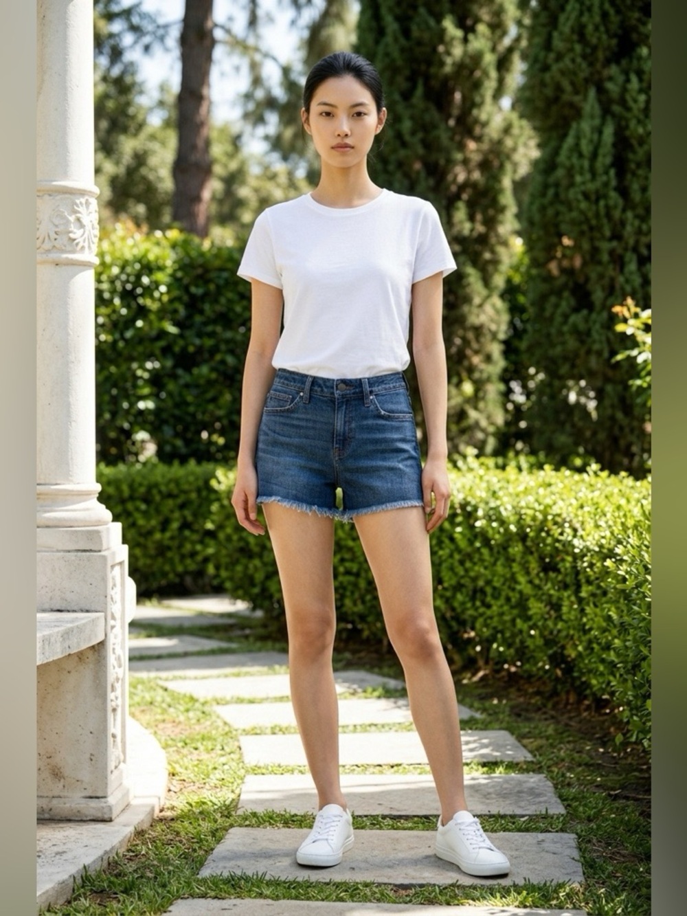 JOE’S SHORTS THE OZZIE MID RISE 4" SHORT // VINTAGE STRETCH // FRAY HEM SIZE 25
